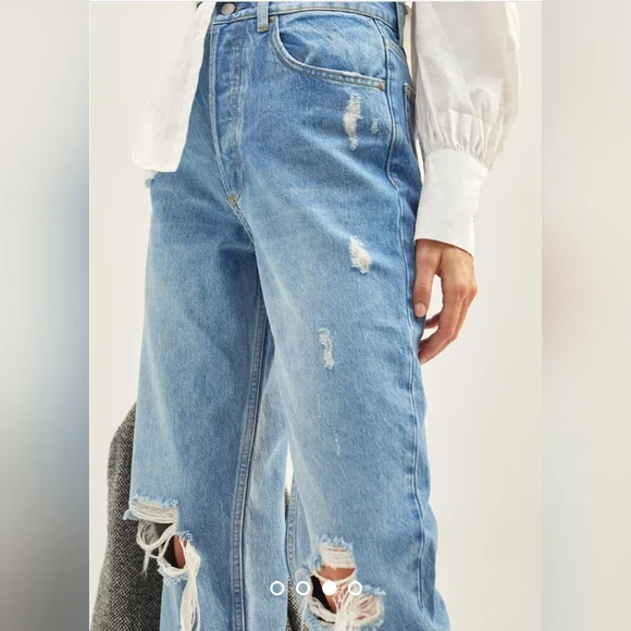 Boyish High Rise The Toby Relaxed Taper Lyocell Distressed Jeans Size 26 , 14" - Picture 9 of 16